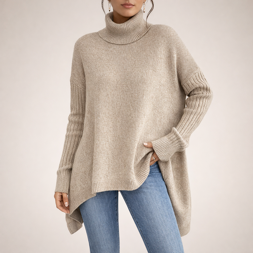 Ewa™ | Granatowy Sweter z Golfem Oversize
