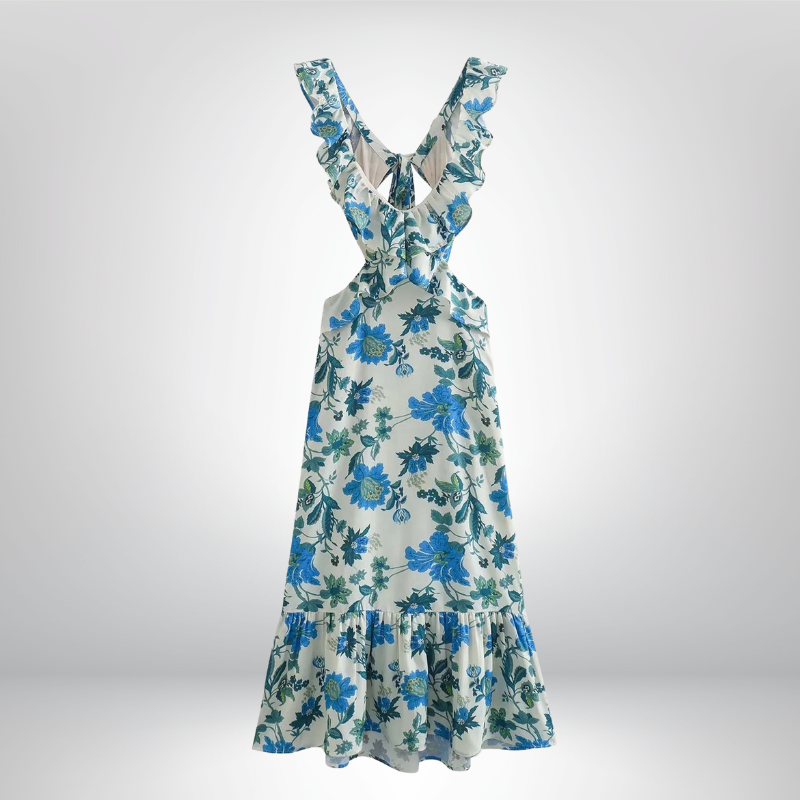 Amara | Elegancka sukienka maxi z falbankami na jesień