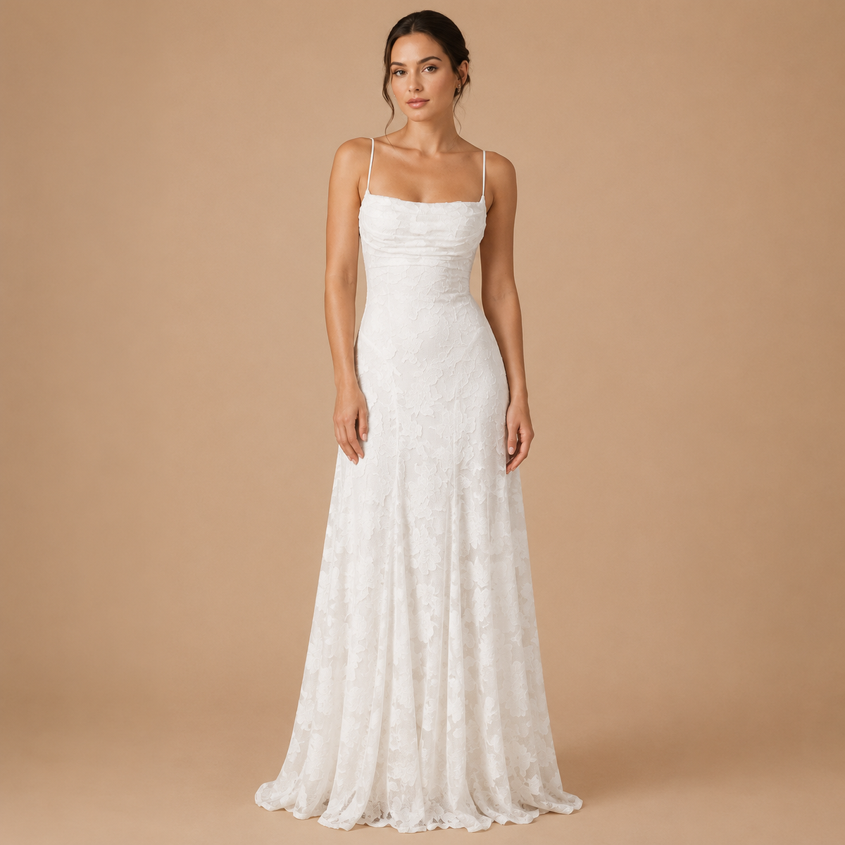 Lena | Jesienna Sukienka Maxi Z Kwiatową Fakturą Na Ramiączkach