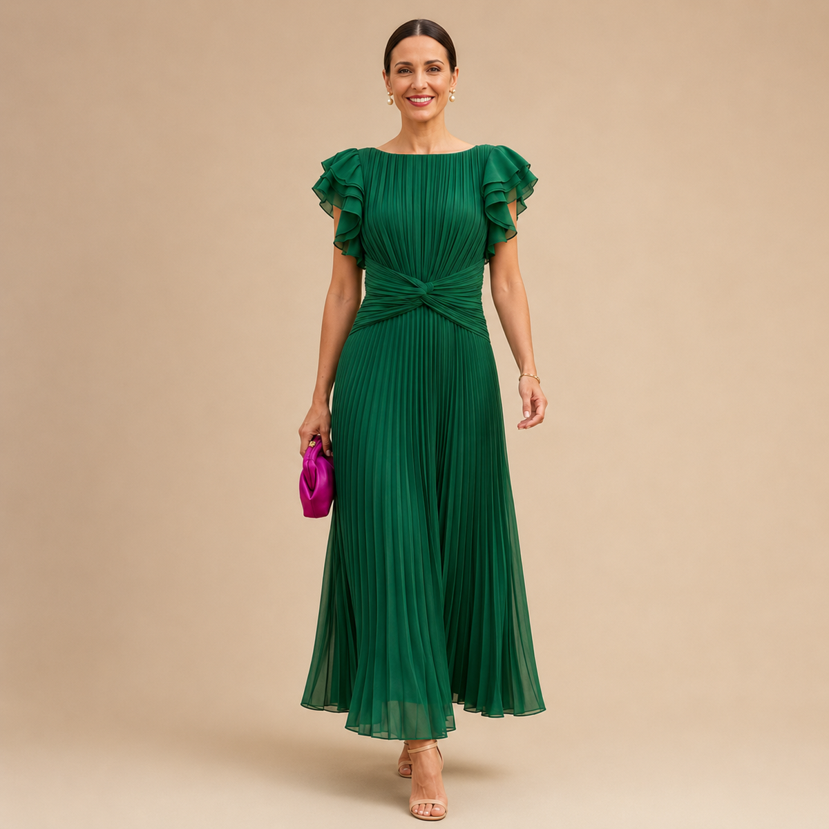 Halina | Elegancka Plisowana Sukienka na jesień i na wesele