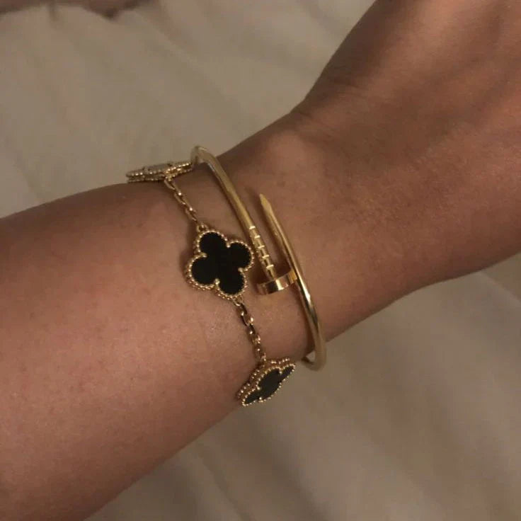 CLOVER | Bransoletka Black/Gold