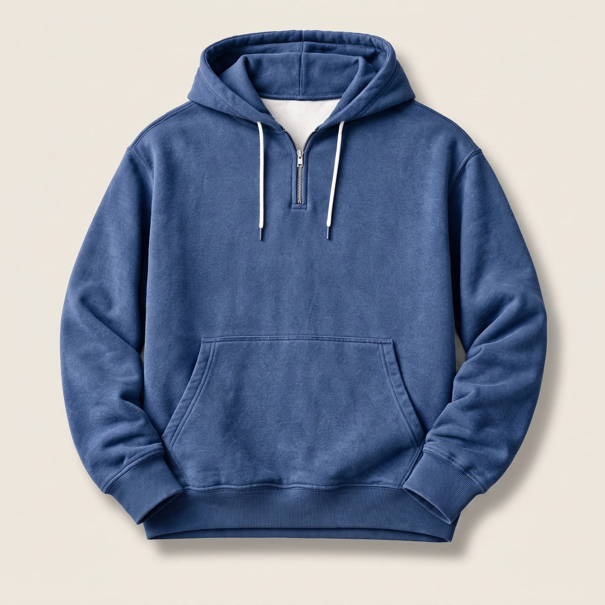 Bluza męska z kapturem z krótkim zamkiem o luźnym kroju