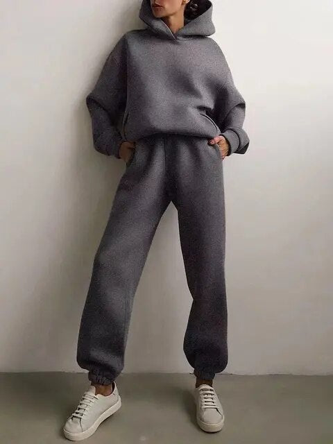 Komplet dresowy damski oversize z kapturem
