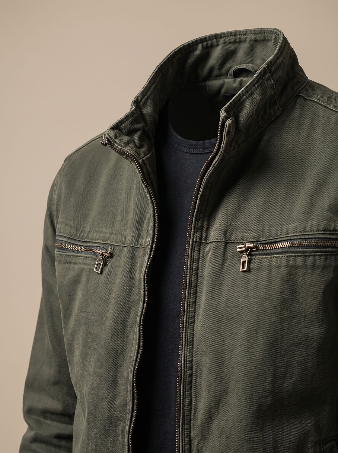 Kurtka przejściowa męska ze stójką i zamkiem slim fit