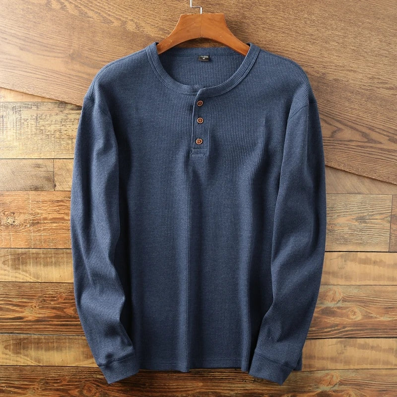 Longsleeve męski henley prążkowany