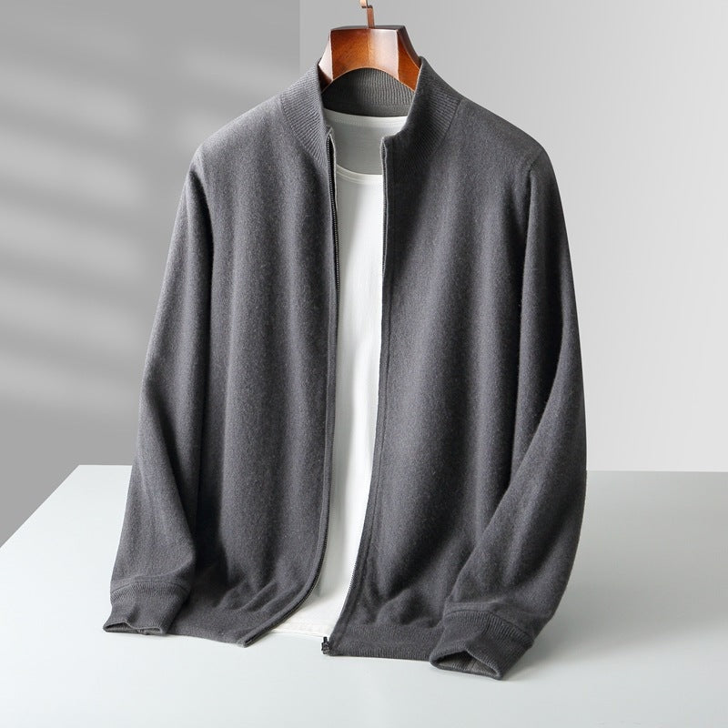Męski kardigan kaszmirowy rozpinany ze stójką