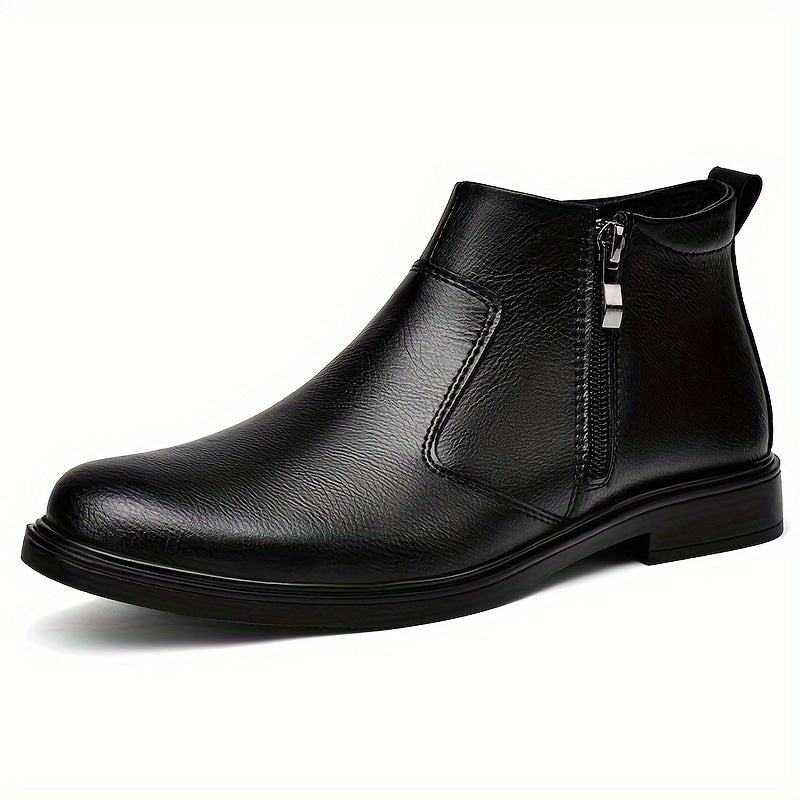 Czarne męskie buty za kostkę z zamkiem bocznym