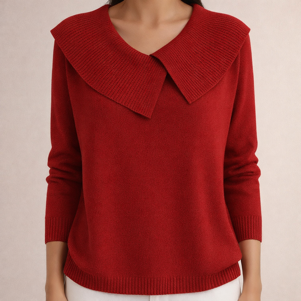 Magda | Sweter z Szerokim Kołnierzem