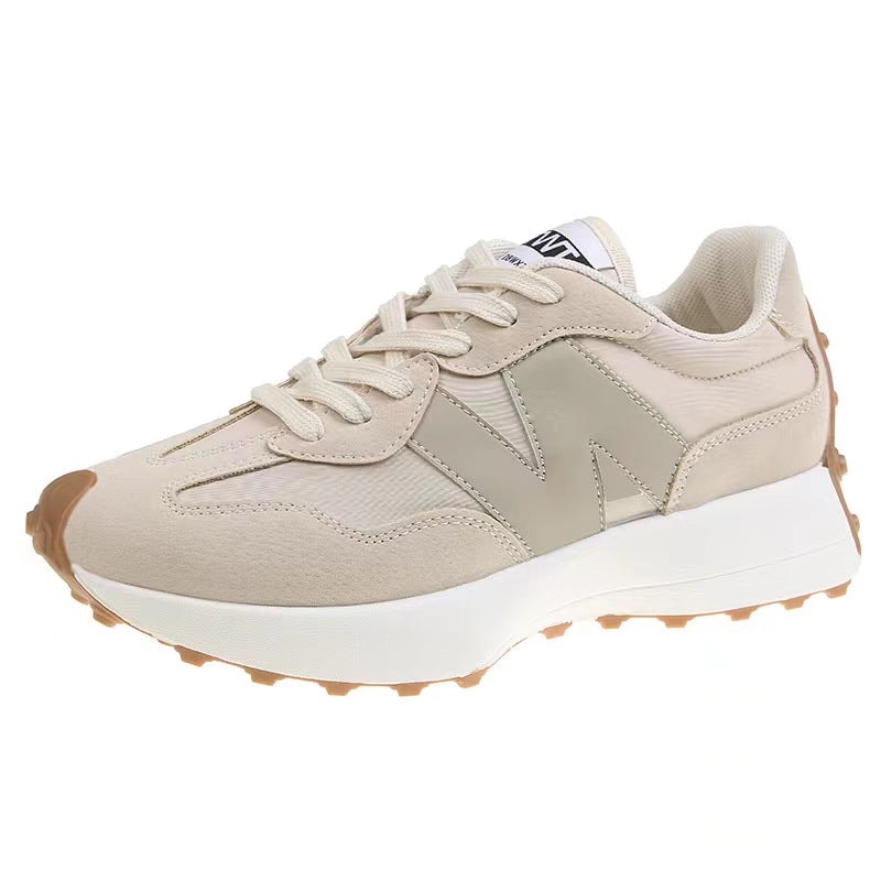 Beżowe lekkie sneakersy damskie na grubej podeszwie