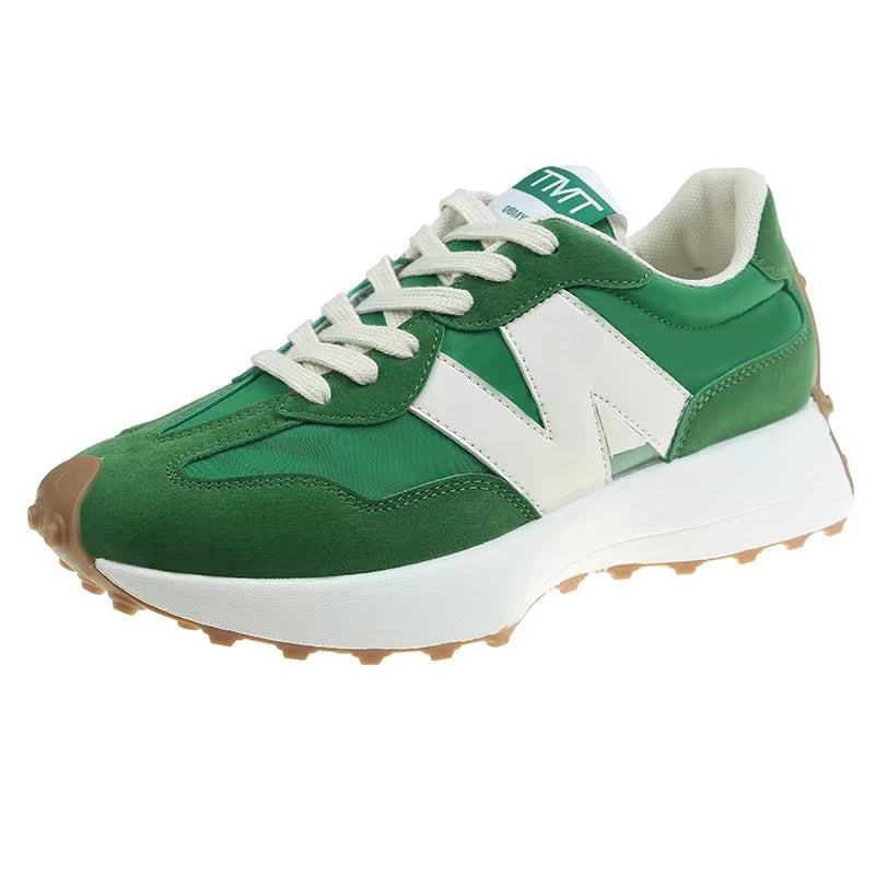 Zielone sneakersy damskie na grubej podeszwie z białym wzorem