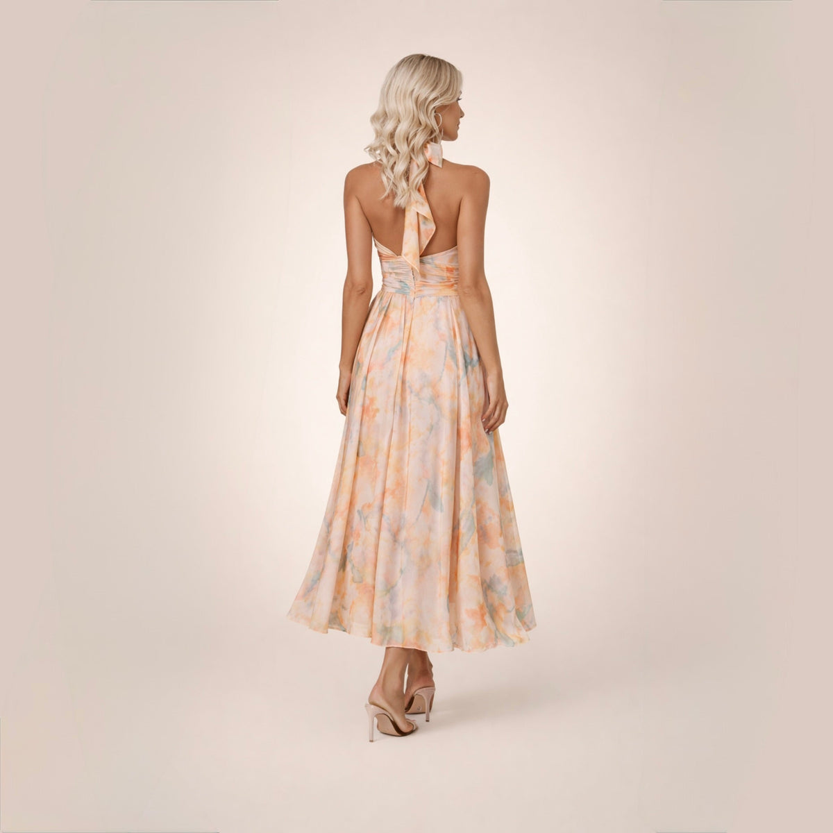 Sandra | Elegancka akwarelowa sukienka maxi na jesień