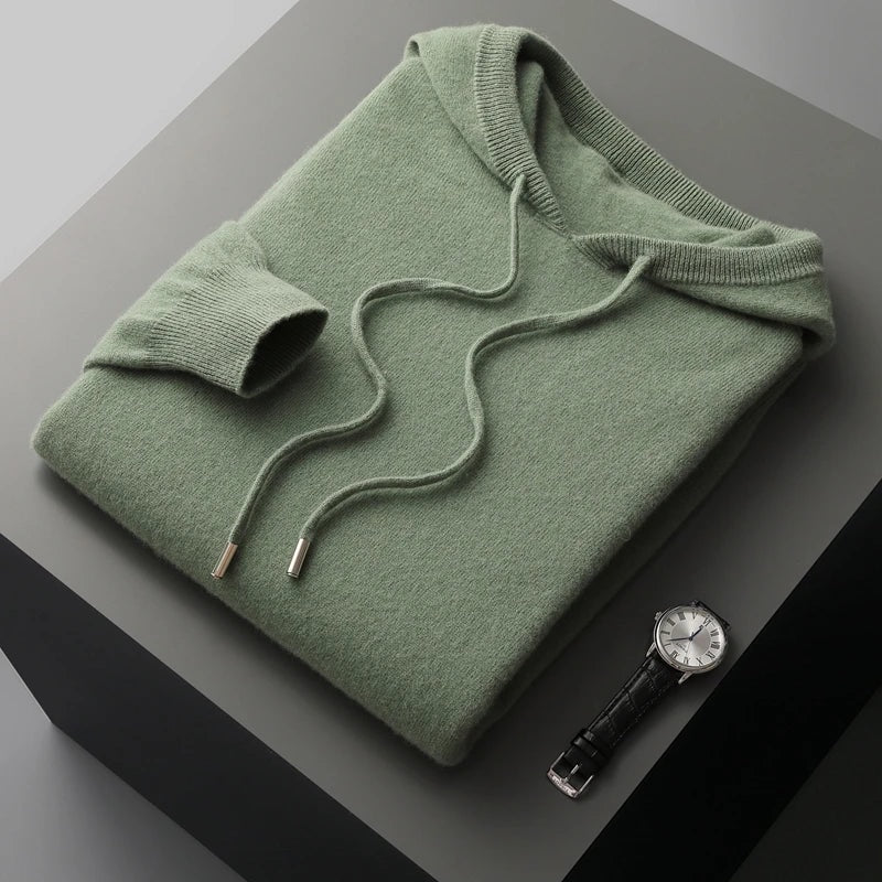 Sweter męski dzianinowy z kapturem