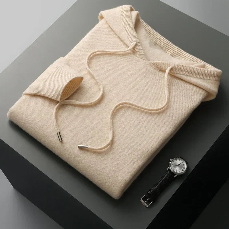 Sweter męski dzianinowy z kapturem