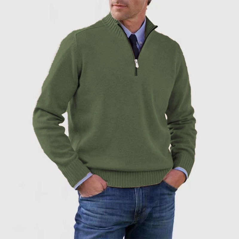 Sweter męski na zamek ze stójką