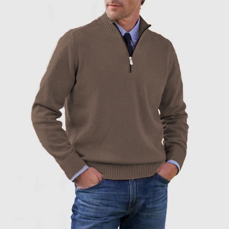 Sweter męski na zamek ze stójką