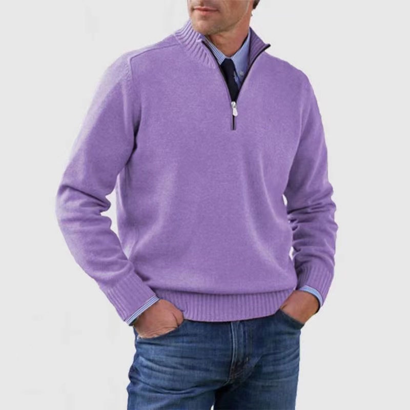 Sweter męski na zamek ze stójką