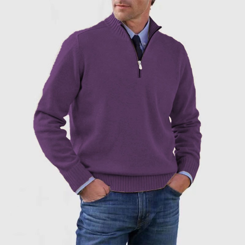 Sweter męski na zamek ze stójką