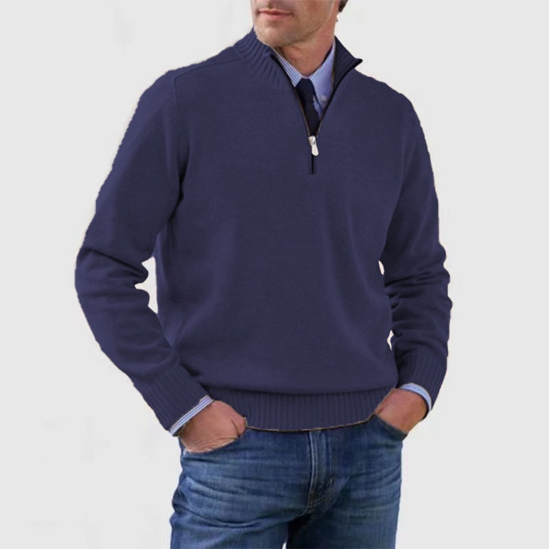 Sweter męski na zamek ze stójką