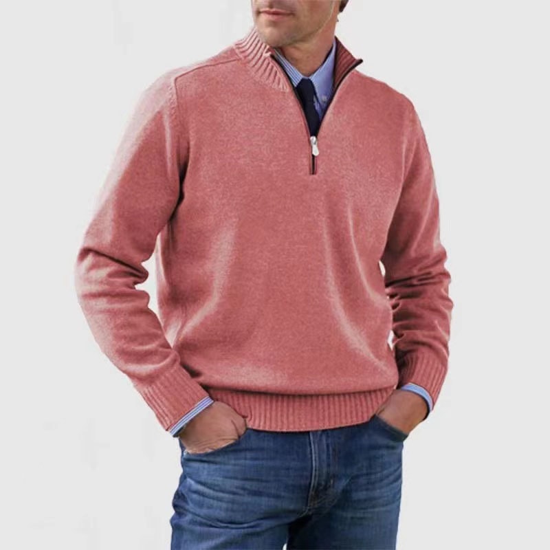 Sweter męski na zamek ze stójką