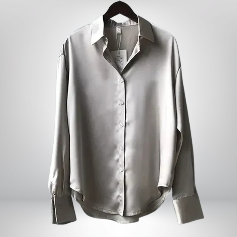 Olive™ | Satynowa bluzka o eleganckim kroju z subtelnym połyskiem