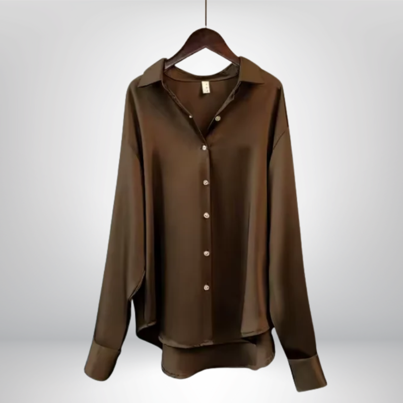Olive™ | Satynowa bluzka o eleganckim kroju z subtelnym połyskiem