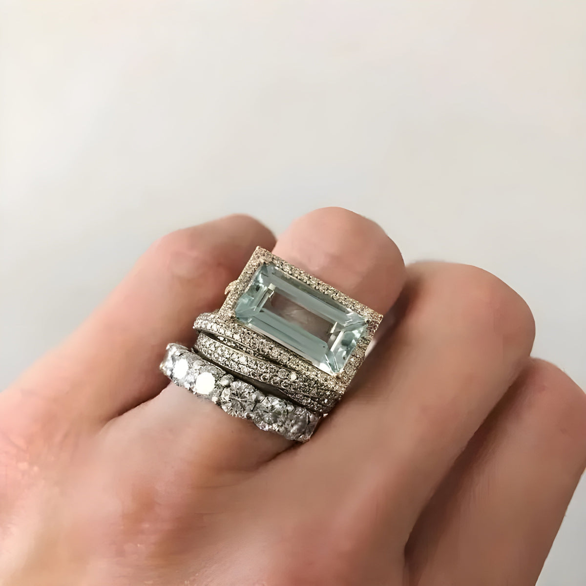 Zestaw pierścionków Vintage Silver Turquoise Glass