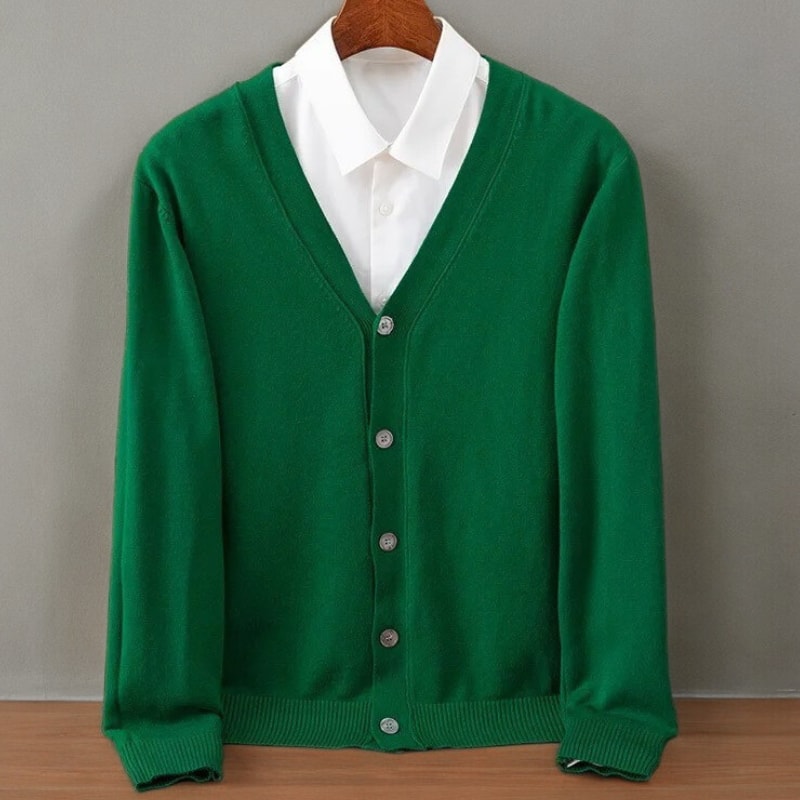 Kardigan męski rozpinany na guziki z dekoltem w serek