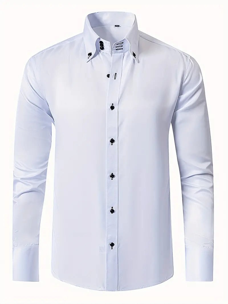 Biała koszula męska slim fit z długim rękawem i kołnierzykiem button down