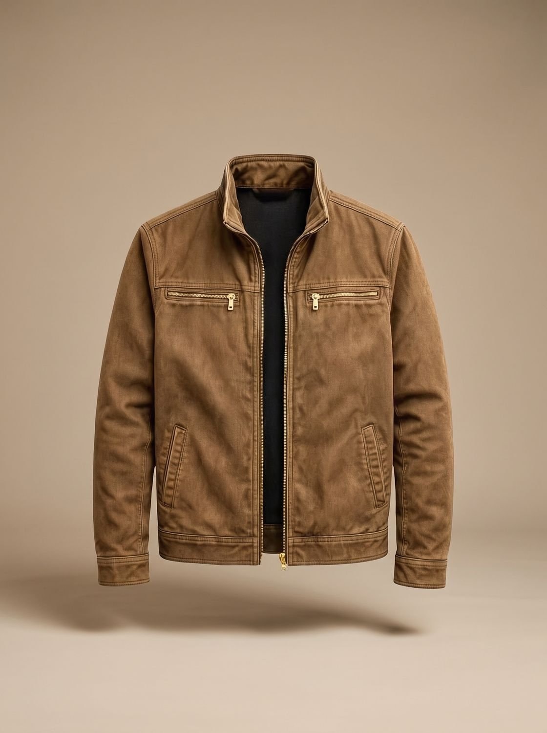 Kurtka przejściowa męska ze stójką i zamkiem slim fit