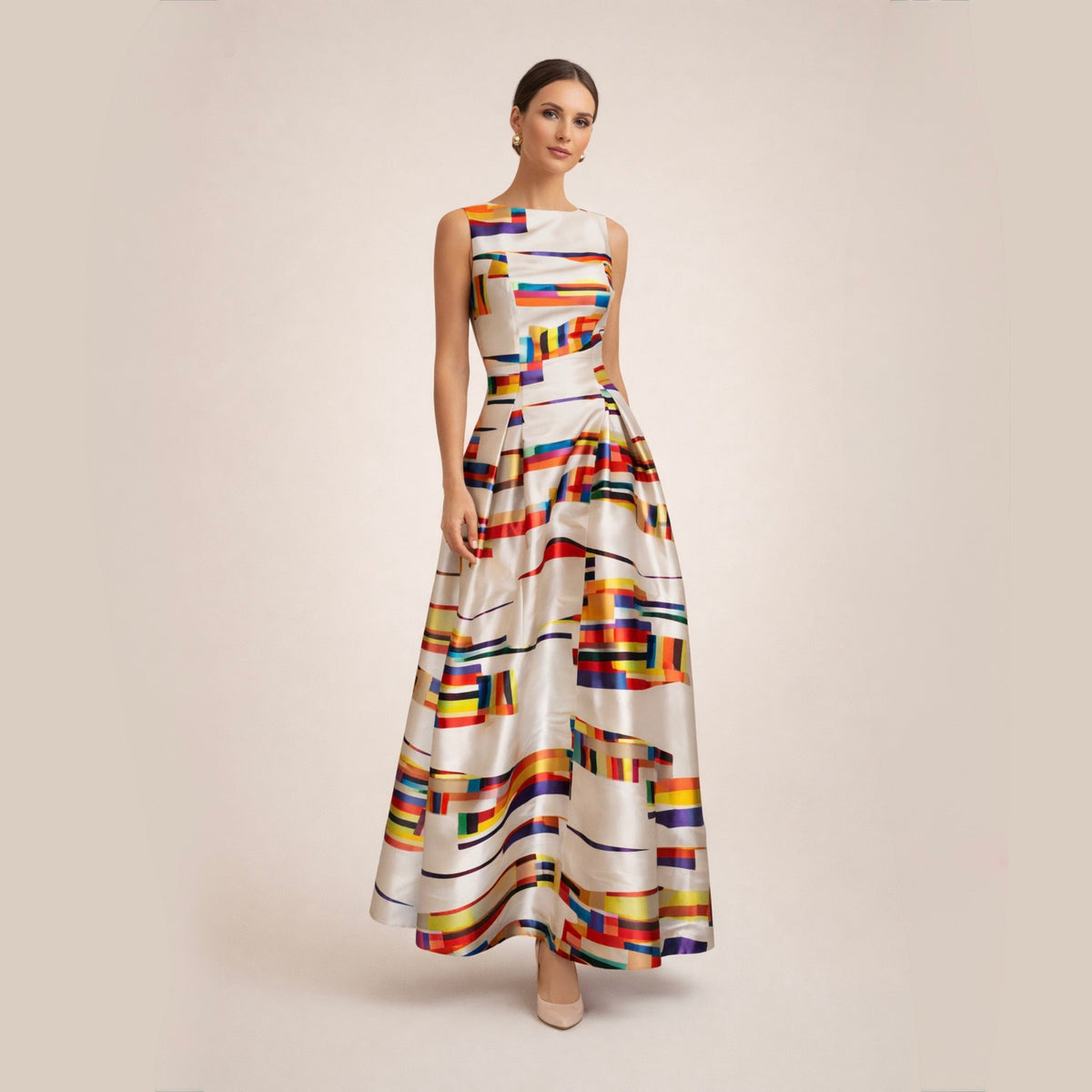 Amy | Sukienka maxi w geometryczny wzór na jesień