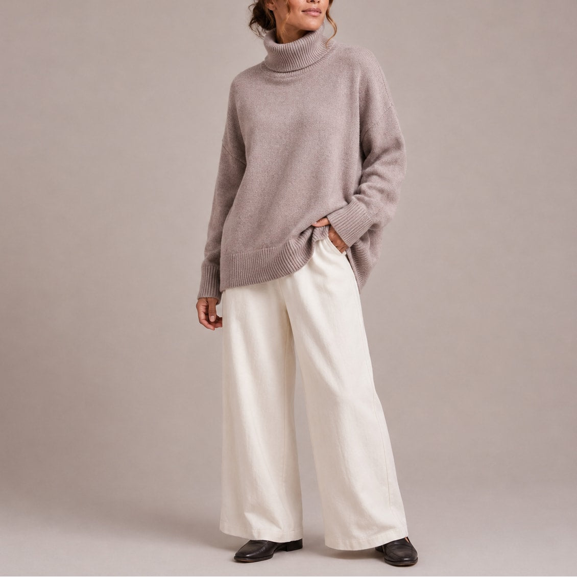 Sweter damski oversize z golfem