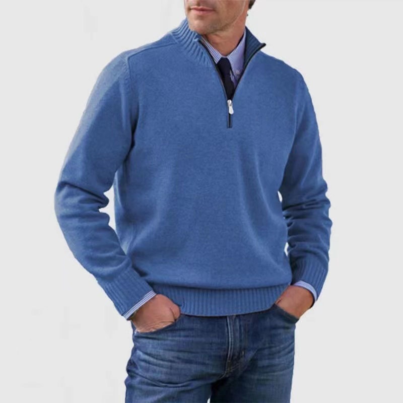 Sweter męski na zamek ze stójką