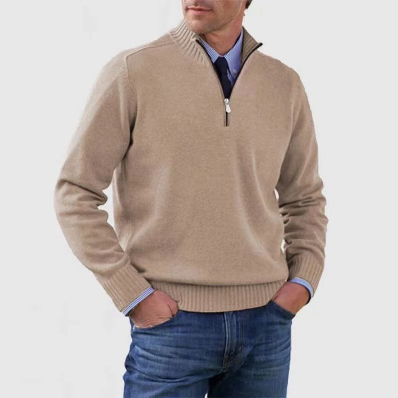 Sweter męski na zamek ze stójką