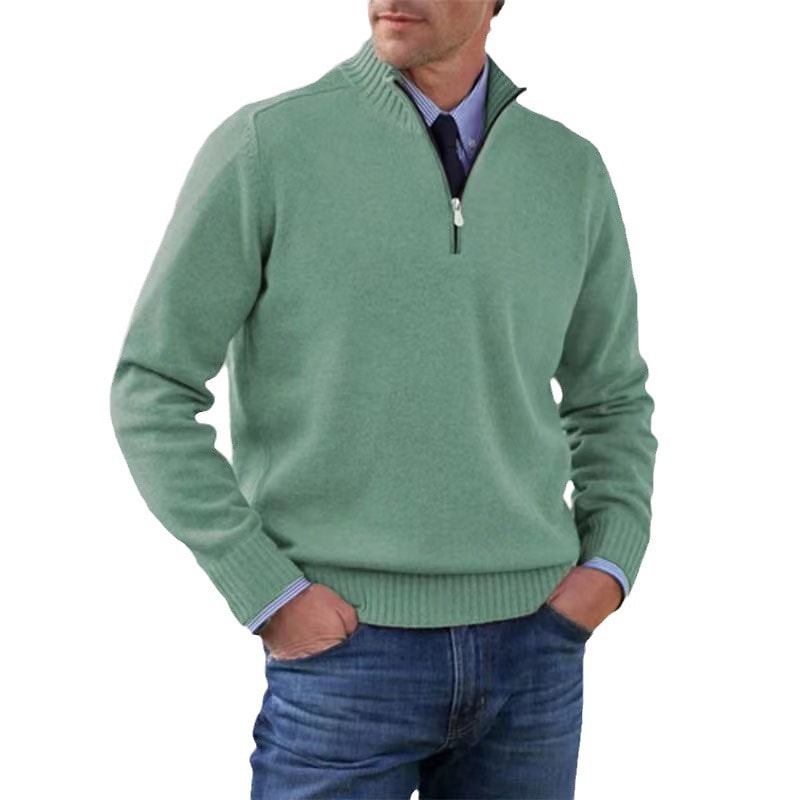 Sweter męski na zamek ze stójką