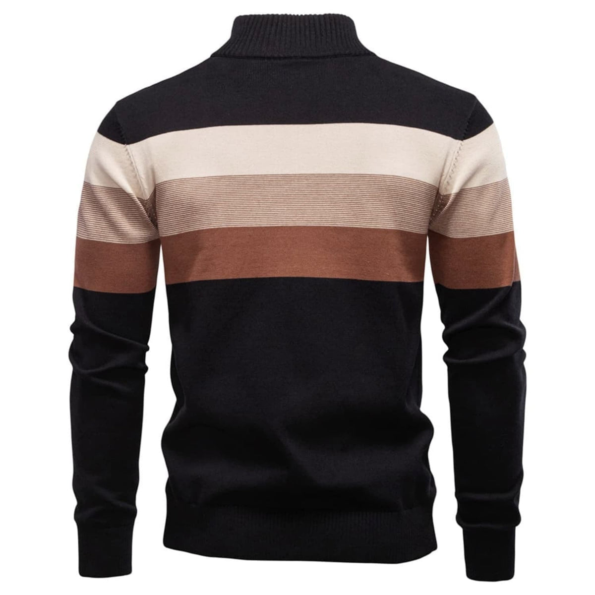 Sweter męski ze stójką na zamek w kolorowe pasy